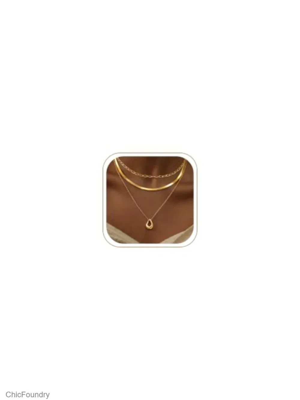 14k Gold Plated Layered Necklace Set with Paperclip Herringbone and Twisted